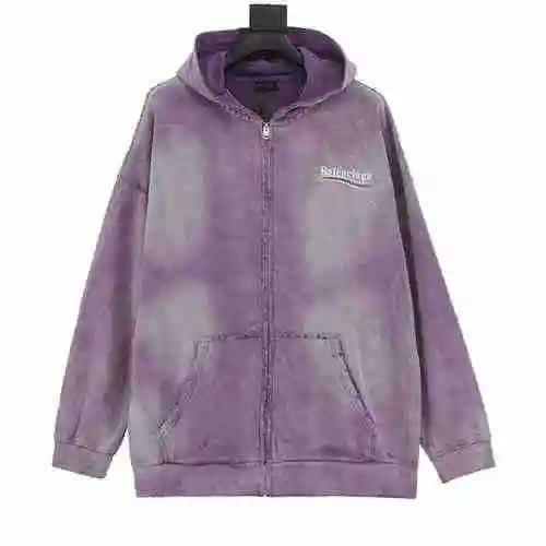 BLCG23ss Heavy Industry Wash Water Tie Dye Stir Fried Snow Cola Embroidery Cardigan Long Sleeve Hood