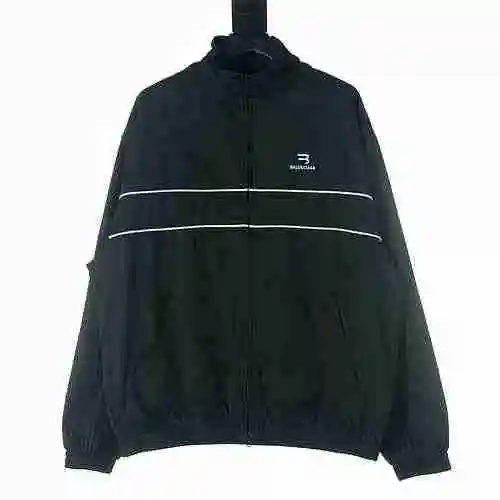 BALENCIAGA/Balenciaga BLCG Double Hook Letter Embroidered Zipper Stand Neck Jacket Coat