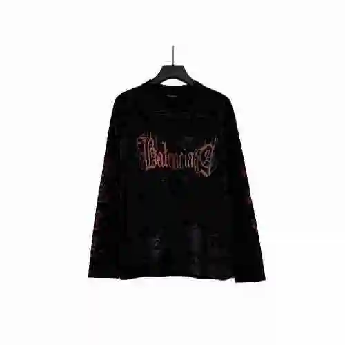Balenciga/Balencica Mud Dyed Old Metal Sanskrit Long Sleeve T-shirt