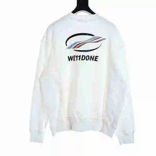 We11done Colorful Stripe Wave Print Round Neck Sweater