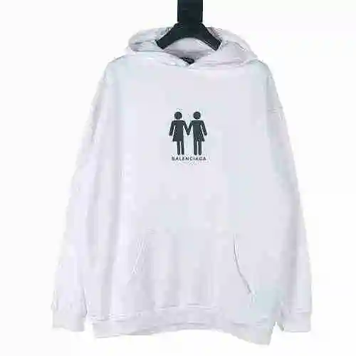 BALENCIAGA/Balenciaga BLCG Double Hands Back 24 Flag Printed Hooded Sweater