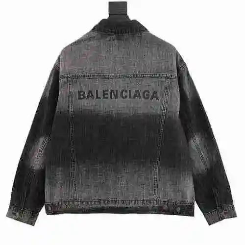 Blcg embroidered gradient denim jacket with letters on the back