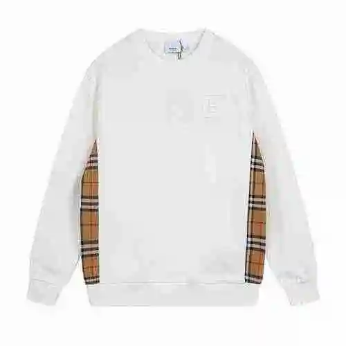 Top edition BURBERRY Burberry classic sleeve patchwork embroidered plaid couple's round neck sweater