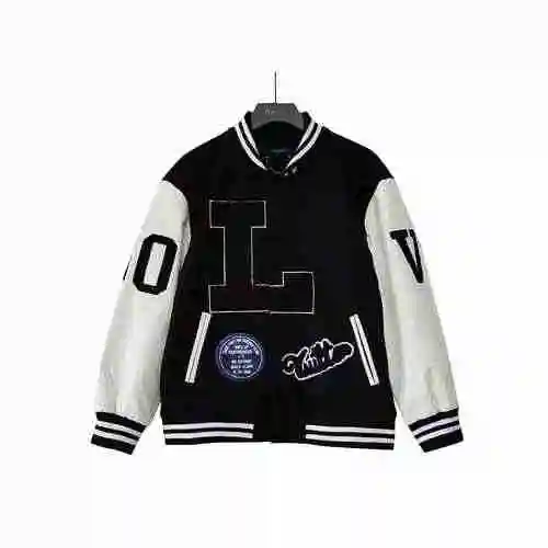 Louis Vuitton patchwork leather sleeved bomber jacket jacket