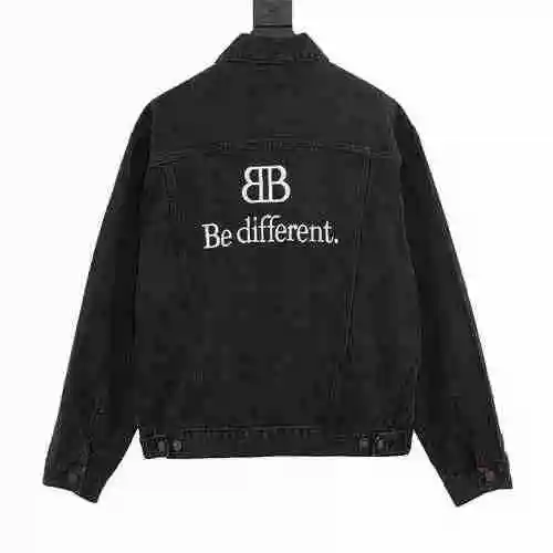 BLCG 23 New Be Different Letter Embroidered Logo Denim Coat