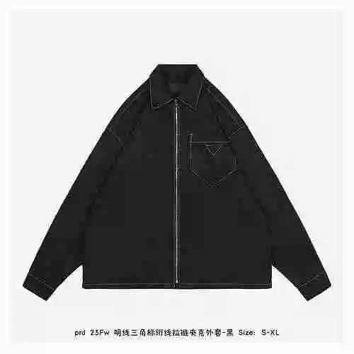 PRD 23Fw Bright Triangle Quilted Zipper Jacket Coat - Black