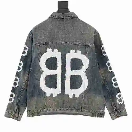 BLCG 23Fw Double B Hand Painted Graffiti Print Denim Coat