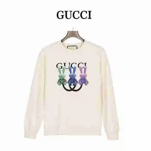 Gucci/Gucci 23Fw Rabbit Year Limited Double G-Letter Printed Round Neck Sweater