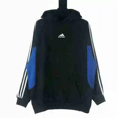 BALENCIAGA/Balenciaga BLCG Co branded Colorblock Three Bar Letter Embroidered Hoodie