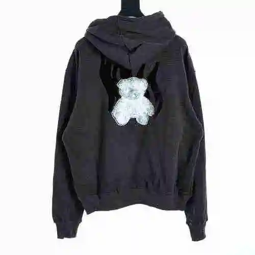 WE11DONE Glow Little Bear Print Loose Plush Pullover Hoodie Sweater