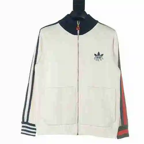 Gucci/Gucci GUC X Adidas/Adidas AD Co branded Clover Red Green Ribbon Knitted Coat