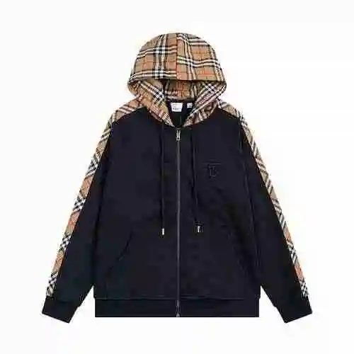 Burberry/Burberry 23Fw Embroidered Small Plaid Panel Zipper Sweater Coat