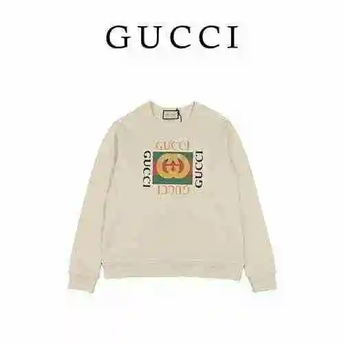 Gucci Classic Distressed Square Logo Letter Printed Round Neck Sweater