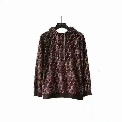 Fendi/Fendi 23 Latest Velvet Full Logo Hoodie Sweater
