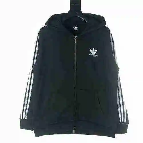 BALENCIAGA/Balenciaga BLCG Co branded Clover Letter Embroidered Three Bar Zipper Hooded Coat
