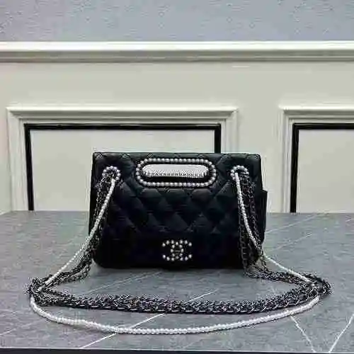 Bolso Chanel con cadena de perlas hecho de material de lona importado, bolsa de regalo con entrega d