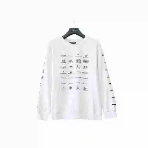 Balenciga/Balencica New Classic Letter Front and Back Sleeve Printed Round Neck Long Sleeve Men's an