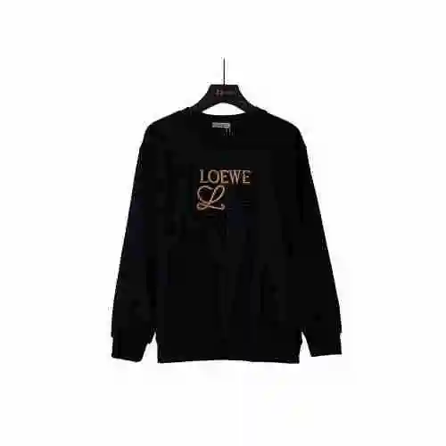Loewe/Loewe's New Classic Stereoscopic Embroidery Large Logo Round Neck Long Sleeve Men's and Women'
