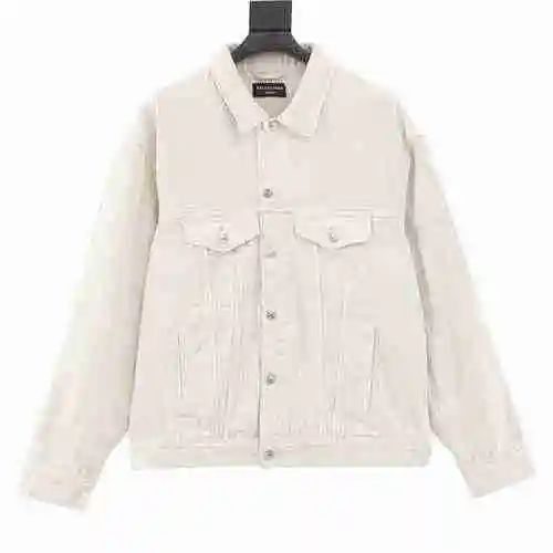 Blcg 2023 Autumn/Winter New Small Letter Embroidered Off White Denim Coat