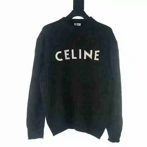 Celine Celine/CE Embroidered Chest Letter Round Neck Sweater