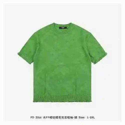 FD 23ss Large FF Dark Jacquard Tassel Short Sleeve - Green