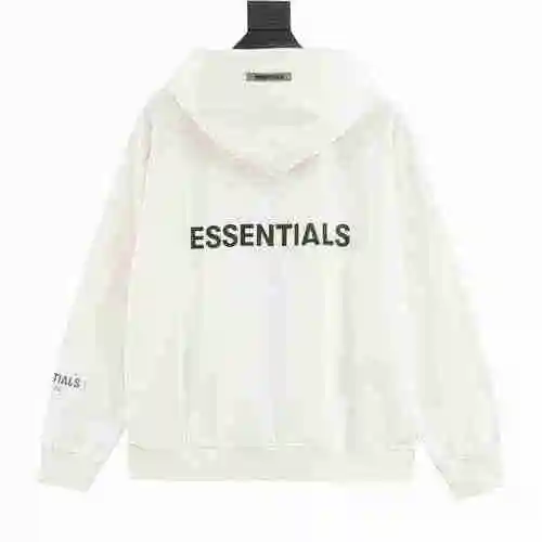 Fear of God Double Thread Essentials Back Silicone Letter Zipper Hoodie