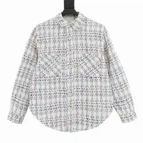 Charlie Luciano CL Small Fragrant Silver Woven Plaid Shirt Coat