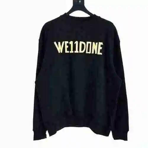 We11done tape sticker printed round neck sweater