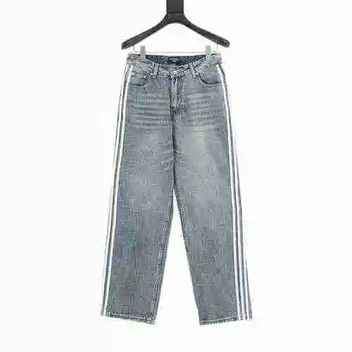 BLCG X Adidas Co branded Striped Edge Wash Denim Pants