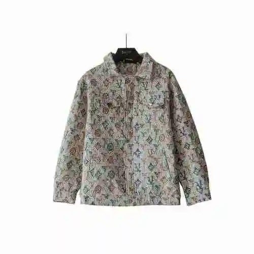 LV/Louis Vuitton Contrast AOP Jacquard Denim Jacket Coat