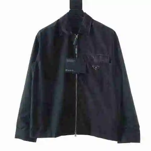 Prada PRD 22FW Nylon Panel Zipper Long Sleeve Shirt
