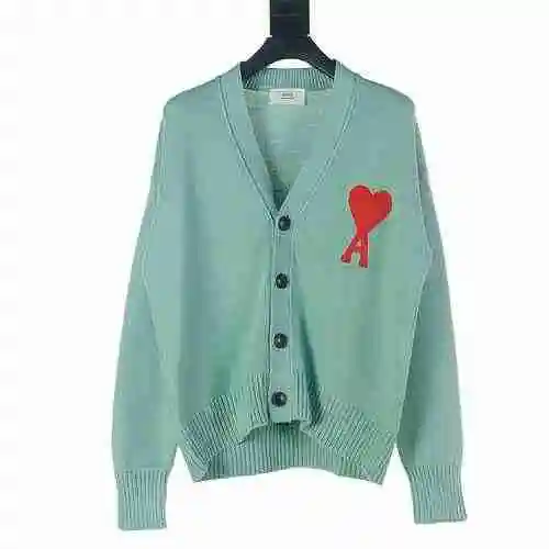 AMI PARIS 21FW Heart Embroidered Sweater Cardigan