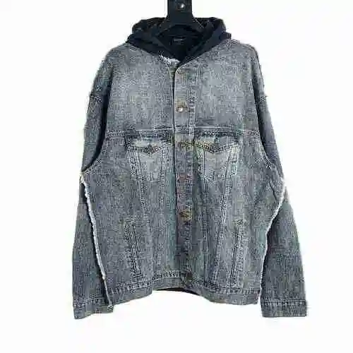 Spliced and worn denim jacket