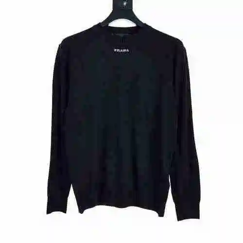 Neckline Letter Jacquard Underlay Knitted Sweater