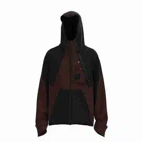 Undermycar Colorblock Multi Pocket Zipper Hooded Charge Coat Waterproof Functional Style Jacket Coat