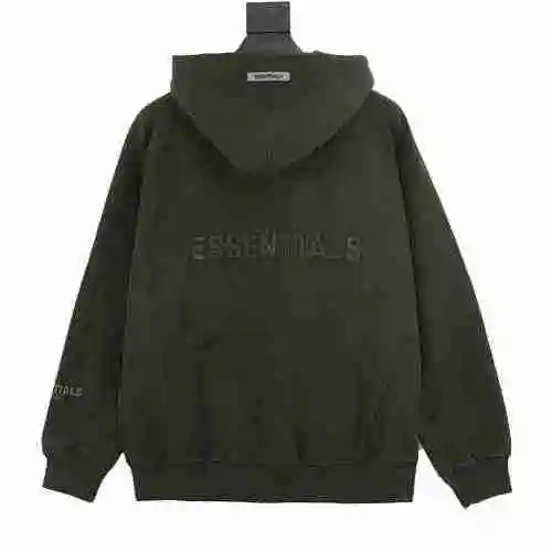 Fear of God Double Thread Essentials Back Silicone Letter Zipper Hoodie