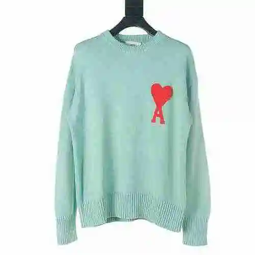 AMI PARIS 21FW Heart Embroidered Round Neck Sweater