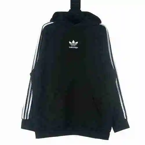 BALENCIAGA/Balenciaga BLCG Co branded Clover Letter Embroidered Three Bar Hoodie