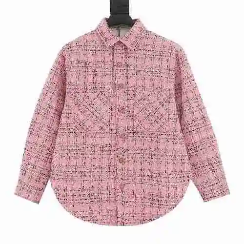 Charlie Luciano CL Small Fragrant Silver Woven Plaid Shirt Coat