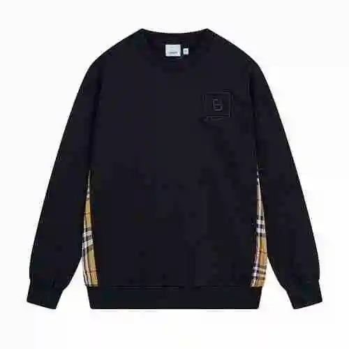 Top edition BURBERRY Burberry classic sleeve patchwork embroidered plaid couple's round neck sweater