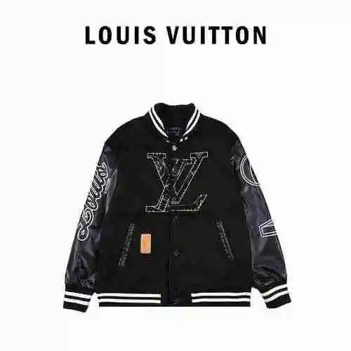 Louis VuittonNBA Co branded Leather Sleeve Baseball Jacket Jacket