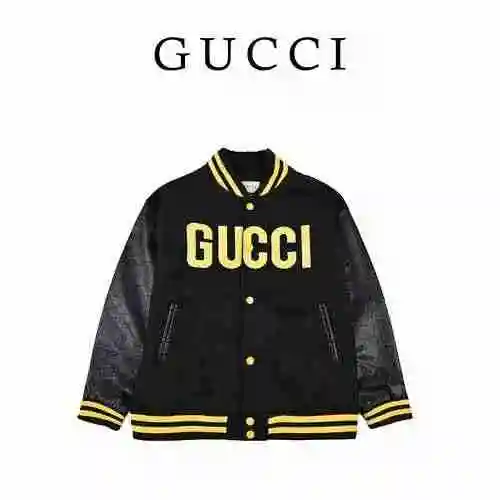Gucci Gucci Leather Sleeve Baseball Jacket Jacket