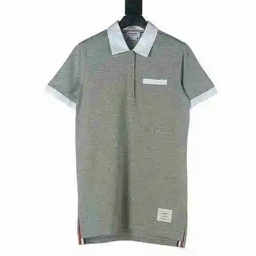 THOM BROWNE/Tom BROWNE TB Women's Contrast Short Sleeve POLO Shirt