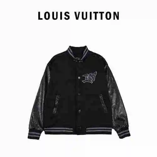 Louis Vuitton patchwork leather sleeved bomber jacket jacket