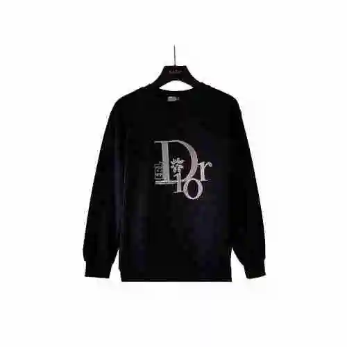 Dior-23 New Chest Gold and Silver Thread Embroidery Men's and Women's Round Neck Hoop Sweater