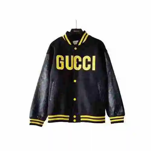 Gucci Gucci Leather Sleeve Baseball Jacket Jacket