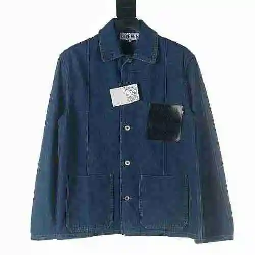 LOEWE LOE 23FW Leather Pocket Denim Work Coat
