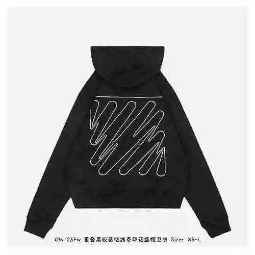 OW 23Fw Sketch Basic Line Printed Hoodie