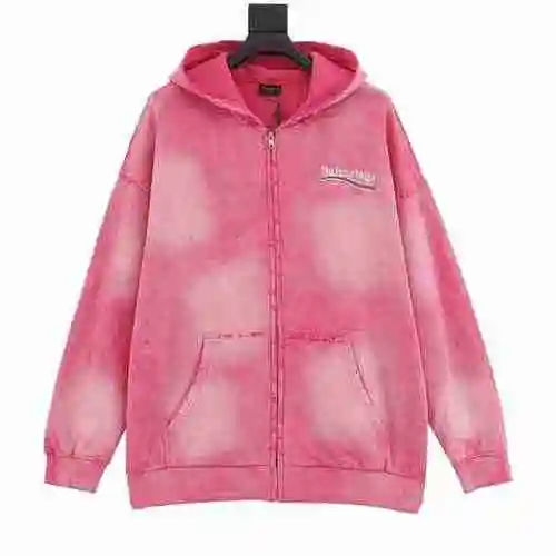 BLCG23ss Heavy Industry Wash Water Tie Dye Stir Fried Snow Cola Embroidery Cardigan Long Sleeve Hood