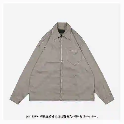 PRD 23Fw Bright Triangle Quilted Zipper Jacket Coat - Grey